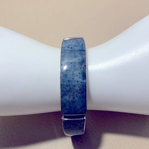 Silver With Steel Blue Enamel Cuff Bracelet